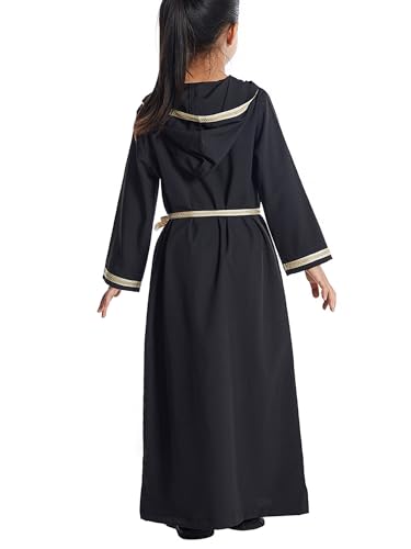 WSPLYSPJY Kids Girls Hooded Abaya Dress Embroidered Muslim Prayer Clothes Dubai Robe with Belt2