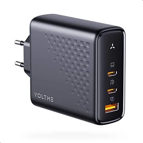 Voltme Revo 140W: THE universal charger capable of also charging laptops! 14 VOLTME USB C Charger 140W Multiple GaN Fast Charger, Powerful Type C 3-Port PD3.1 Power Adapter for Chromebook Laptop, Macbook...