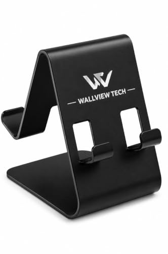 Image of WALLVIEW TECH Mobile Phone Stand 360 Rotation Height and Angle Adjustable Cell Phone Stand for Desk Office Foldable Desktop Phone Holder for Smartphone 4-10'' Tablet Holder(White) (OOLA Stand Black)