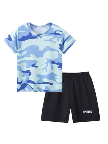 Quick Dry Sport Sets For Boys Piece Short Sleeve Crewneck Tshirts With Shorts Casual Tracksuit
