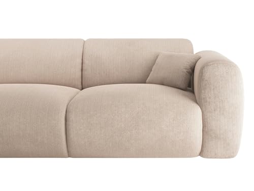 Vente-unique-Großes Ecksofa - Ecke rechts - Samt-Stoff - Beige - POGNI von Maison Céphy – Bild 5