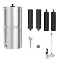 Waterdrop Gravity-fed Water Filter System, Reduces Lead and up to 99% of Chlorine, NSF/ANSI 42&372 Standard, with 4 Black Carbon Filters and Metal Spigot