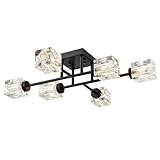 AXILAND Industrial Black Semi Flush Mount Ceiling Light Sputnik Crystal 6-Light Mid Century Light Fixtures Ceiling for Bedroom Living Room Hallway Kitchen…