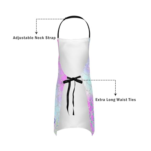 Homewish Whale Apron Kawaii Whale Chef Apron Ombre Watercolor Sequins Fish Scales Kitchen Apron - Image 6