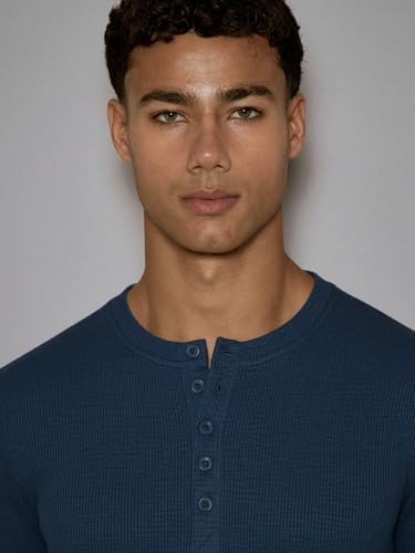 Image of The Modern Soul Men's Waffle Knit Henley Half Sleeve Tshirt for Men
