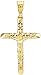 Solid 14k Yellow Gold Artistic Cross Charm Aerated Crucifix Pendant