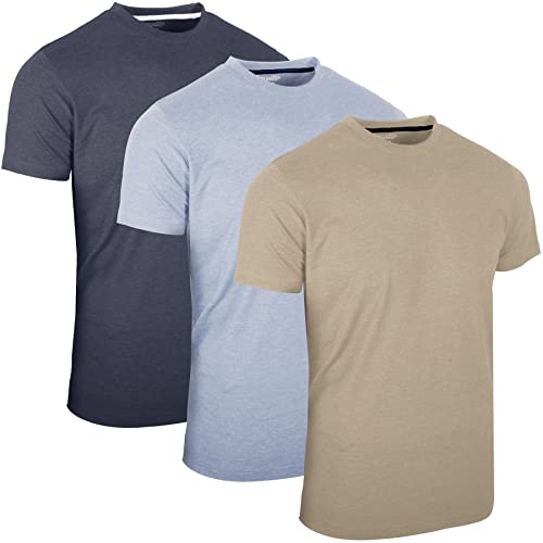 FULL TIME SPORTS® 3 Paquetes Hombre Camisetas De Cuello Redondo, con Manga Corta Informales Camisetas (Armada, Aqua, Piedra, M) Cover
