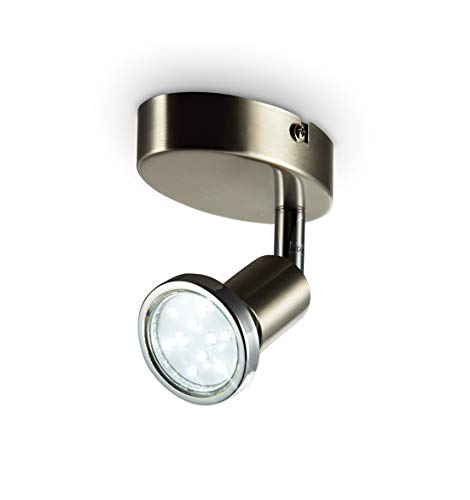 Lámpara de techo orientable incl. 1 bombilla LED GU10 de 3 W I Color de la luz blanco cálido 3000K I Metal I IP20 I Foco de techo I Color níquel mate