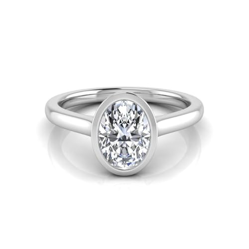 IGI Certified 1 Carat Oval Cut Lab Grown Diamond Bezel Set 14K Gold Solitaire Engagement Ring (1 Ct, D-VS1)2