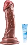 Dicker Realistischer Dildo groß für G-Punkt-Stimulation mit spezieller Kurve 22cm Silikon dildos mit Starkem Saugnapf Penis Analdildo realistische dildos Sexspielzeug für Frauen und Männer und kompati