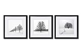 Tree Wall Art Snow Winter Landscape Black and White Picture Framed Canvas Print in off White Matte a