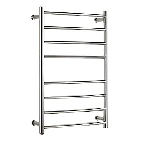 Towel Warmer/Electric 7 Curved Bar Heated Towel Rack, Wall Mounted 304 Stainless Steel Mirror Polished Towel Warmer Energy Efficient 65W Bathroom Heater Towel Rail, Hardwired (Hardwired One Size)