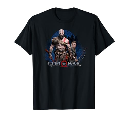 God of War Kratos and Son Blue Glow T-Shirt