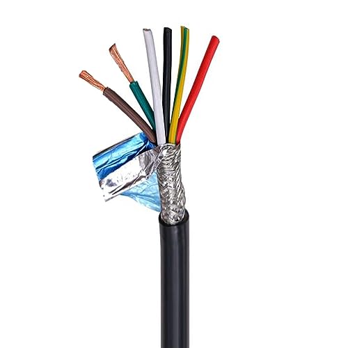 Outdoor Extension 2meters Control Signal Line 2 3 4 5 6 7 8 10 12 14 16 20 24 Core PVC Cable 22AWG 0.3 0.5 0.75mm Shielded Wire Solar sheathed(Black0.2mm,6-core)