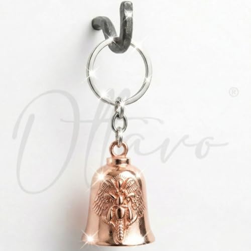Image of OTTAVO Motorcycle Guardian Bell Keychain, Winged Bike Embossed Design, Metal, Biker Accessory