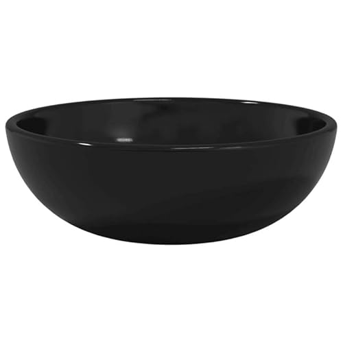 Lavabo en verre trempé, 35 x 12 cm, noir, design moderne, pour salle de bain et cuisine, verre trempé robuste avec finition noire, peu encombrant et facile d'entretien