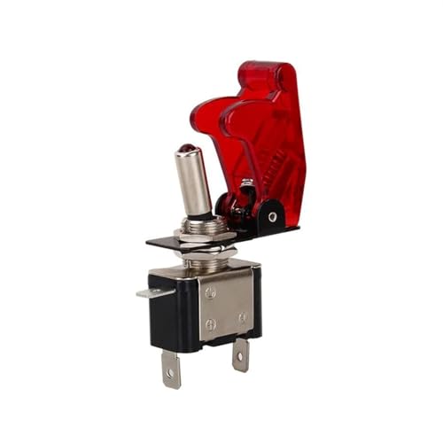 Interrupteur à bascule LED 12V avec couvercle rabattable rouge pour auto et bateau