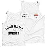 Camiseta sin Mangas de Fútbol Personalizada para Hombre – Egipto | Tu Nombre y Número | Escudo de la Bandera Egipcia | Camiseta Personalizada | Copa del Mundo 2026 (S Blanco Multicolor)