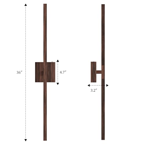 Image of Rayogale Walnut Battery Operated Wall Sconce with Remote Control 36 Inch | 3000 /4500 /6000K Dimmable 8000mAh Wireless Rechargeable Wall Sconces Set of Two with Timer for Living Room, Bedroom, TV