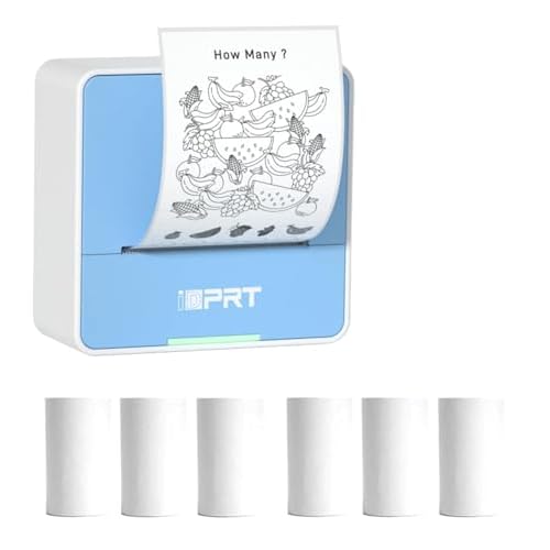 iDPRT S2 Mini Printer with 6 Rolls Thermal Sticker Paper Bundle, Blue