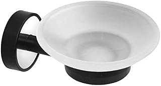 Kapitan Optimo Soap Dish Holder for Bathroom and Shower, Wall Mounted, Self Adhesive or Screw Mounting, Stainless Steel with Black ABS Plastic, Made in EU, 20 Years Warranty