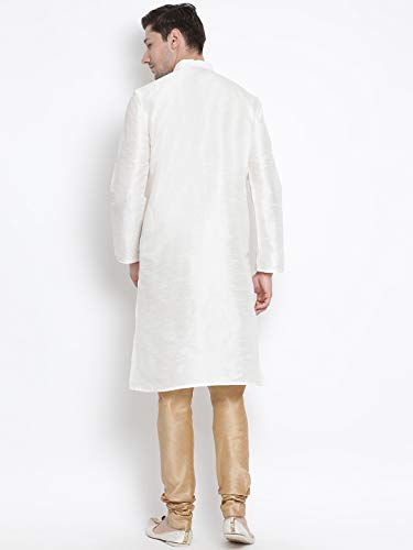 Image of VASTRAMAY Men's Cream Cotton Silk Blend Kurta and Pyjama Set VASMK001CRnPRG 44