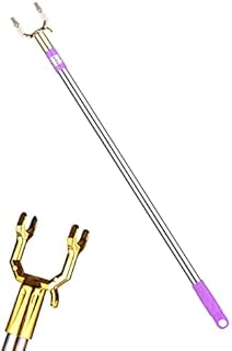 Wardrobe Hook Pole, the Newly Upgraded 1.5 Meters (59in) Retractable Pole Hook, Tretractable Clothing Reach Pole, Hanger Pole Suitable for Wardrobe, Clothes Line, Closet Hook, Clothes Rail ( Purple)
