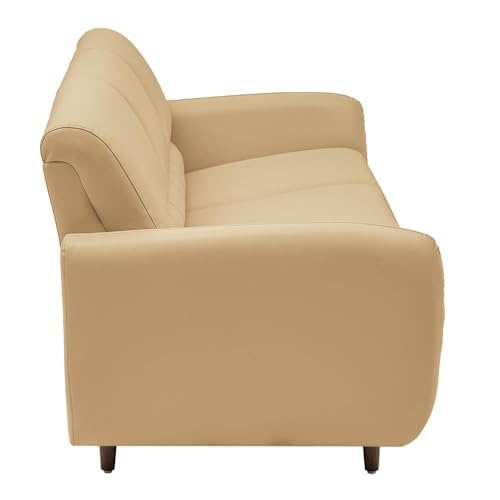 Image of Wakefit 3 Seater Sofa | 5 Year Warranty | Pine Wood Frame, Leatherette Upholstery, 190 x 78 x 70 cm, Ivory