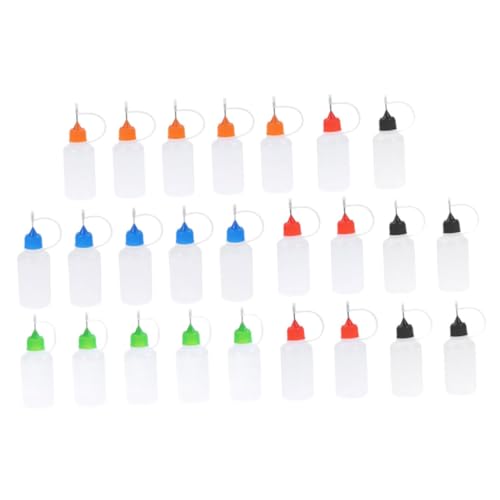 WEKAMOS 25 piezas Botellas Dosificadoras Exprimibles con Tapa Antigoteo para Pegamento y Almacenamiento Colores Surtidos Rojo Naranja Negro Verde Azul Aplicadoras Precisas para