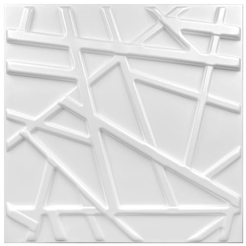 DECCART | Pannelli Decorativi Per Pareti 3D | Pannelli Murali | Pannello Decorativo Parete | Polistirolo PSE | 50x50 cm Line, Bianco,2m2
