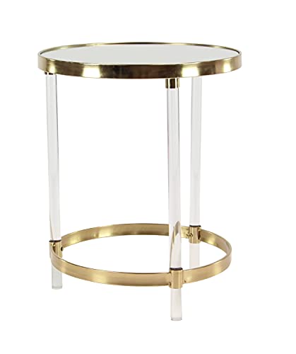 Deco 79 Acrylic Round Accent Table With Mirrored Top And Acrylic Legs, 19" X 19" X 23", Gold #TOP7