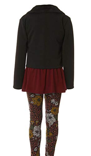 Image of iGirlDress Girls 4 Pieces Pant Set Long Sleeve Jacket Necklace Floral Plaid Pant 4-16