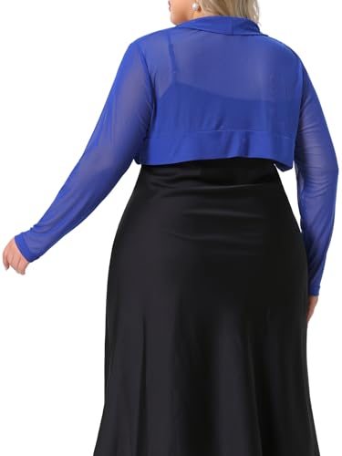Image of Agnes Orinda Plus Size Mesh Crop Cardigans for Women Long Sleeve Open Front See Through Sheer Bolero Shrug Top