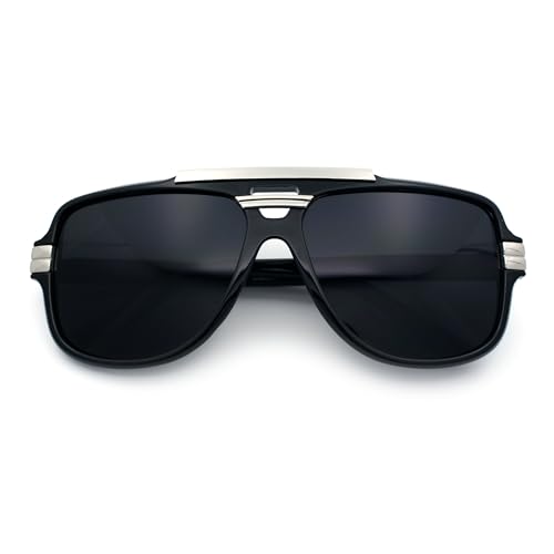 SA106 Classic 80s Rapper Mid Temple Flat Top Bridge Thick Plastic Racer Sunglasses