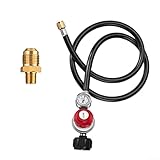SageFurned Regolatore di propano regolabile da 0 a 30 psi, con tubo da 1,2 m e manometro, per griglie a gas, friggitrici, braciere per connettore serbatoio QCC1