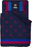 Juego De Sábanas F.C. Barcelona Oficial 100% Algodón (3 Piezas: encimera, Bajera y Funda de Almohada) Culé, Azul Marino, Granate (135 cm)