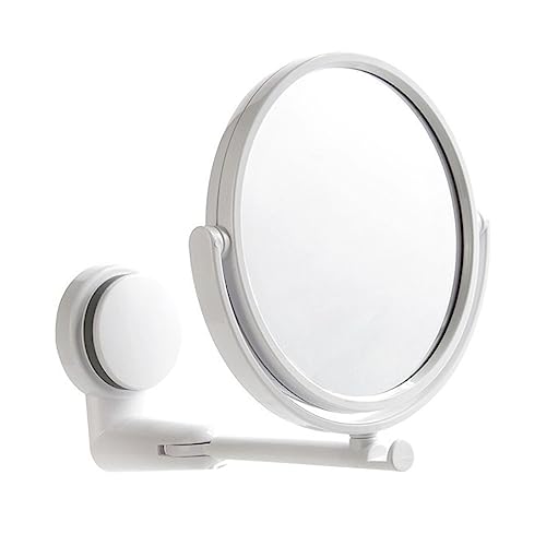 Healeved 2 Piezas Espejo Maquillaje Sin Agujeros Espejo Vanidad con Ventosa Espejo Maquillaje Brazo Extensible Espejo Baño Pared Cosmético Decorar Polivinilo