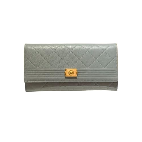 Portafogli da donna Portafoglio con blocco in vera pelle Organizzatori di soldi Fermasoldi Porta carte da lavoro Color: Blue