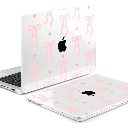 Image of MEEgoodo Case for M5 MacBook Pro 16 inch Case 2026 2024 2023 2021 with M5 M4 M3 M2 M1 Pro /Max Chip, Fit Model A3429 /A3428 /A3403 /A3186 /A2991 /A2780 /A2485, Trendy Bow & Hearts