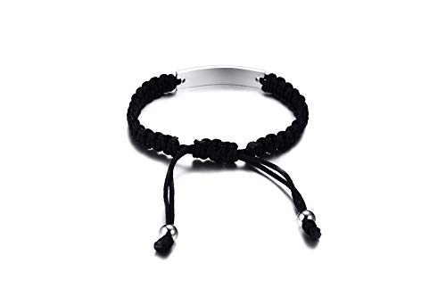 MEALGUET Personalized ID Couple Bracelets Custom Engraving Handmade Braided Rope Wrist Bangle for Men Women Friendship, Adjustable,Customized Bracelet Gift for Men Husband4