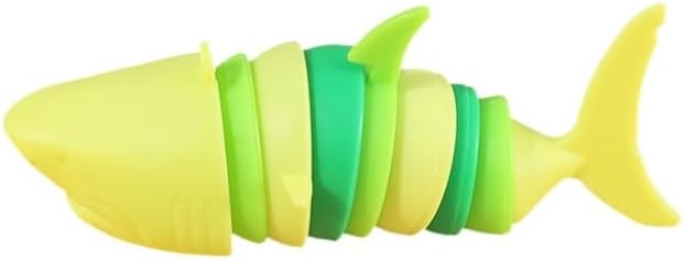 3 PCS Fidget Sharks Toys for Adults,3D Articulated Caterpillar Sensory Stress Relief Flexible Hand Toy, Ideal Party Favor Colorful Office Desk Toys