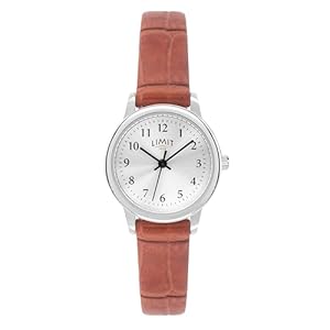 Limit Womens 23mm Classic Watch Silver Sunray Dial with Brown Tan Croco Effect PU Strap