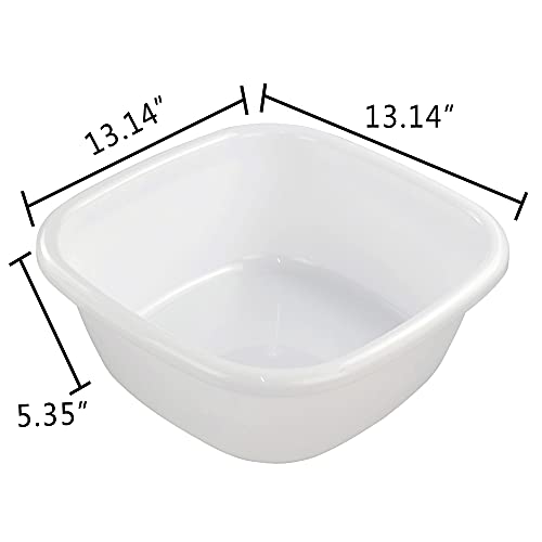Eagrye 4-Pack 12 Quart Plastic Dishpan/Wash Basin, White #TOP1