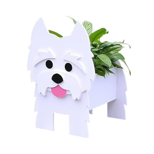 Tokenhigh Dog Planter, Cute Indoor Outdoor Garden Container for Succulent, Flower, Cactus and Air Plants (Small Westie)