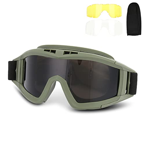 iFCOW Gafas tácticas gafas antiniebla, gafas tácticas gafas antiniebla Airsoft Paintball Ski antipolvo gafas de protección ocular antiniebla con lentes de intercambio para la conducción en bicicleta