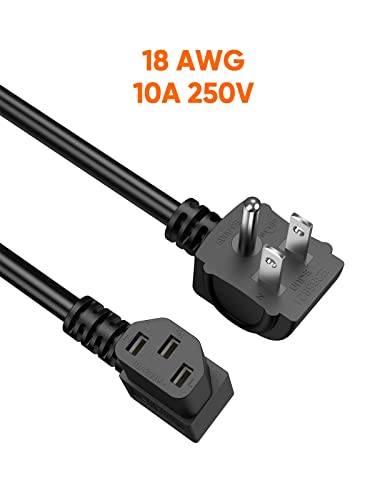 Cablecreation 6 Feet 18 Awg Universal Power Cord For Nema 5-15P Angle Type To Iec320 C13 Angle Type Cable, 1.8M / Black #TOP5