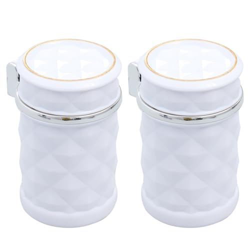 MUSISALY Cenicero LED para coche antideslizante, diseño de diamante blanco, portátil y fácil de limpiar, pack de 2 unidades, ideal para mantener aire limpio y apagar colillas en el vehículo