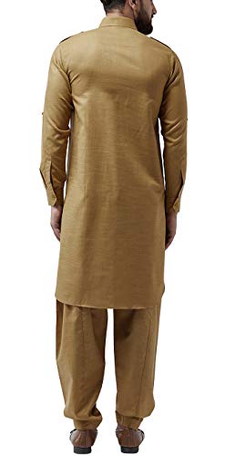 Image of SOJANYA (Since 1958 Men's Silk Blend Light Green Kurta & Nehrujacket with White Pyjama Combo