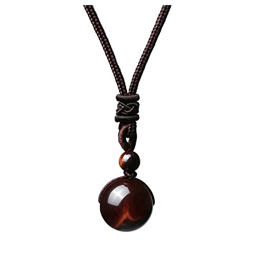 JOVIVI Healing Crystals Necklace Natural Red Tiger Eye Lucky Blessing Protection Chakra Beads Stone Pendant for Women Men Adjustable