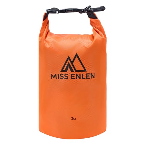 Image of Waterproof Dry Bag 500D PVC Roll Top Dry Sack with 3 Carrying Ways, Lightweight Waterproof Bag for Kayaking, Swimming, Boating, Paddle Boarding, Hiking, Beach (Orange, 2L)